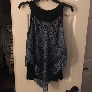 Blue and Black Blouse